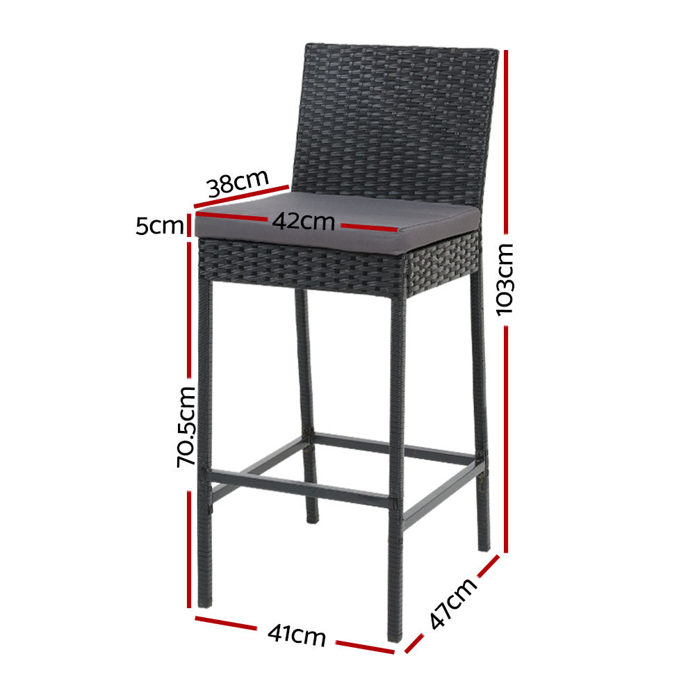 Aria - 2-Piece Outdoor Bar Stools Dining Chair Rattan Furniture
