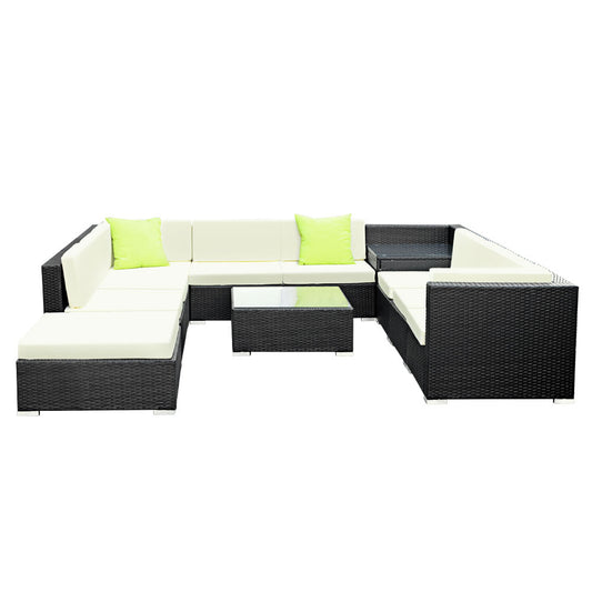 Ambra - 9-Piece Outdoor Sofa Set Wicker Couch Lounge Cover