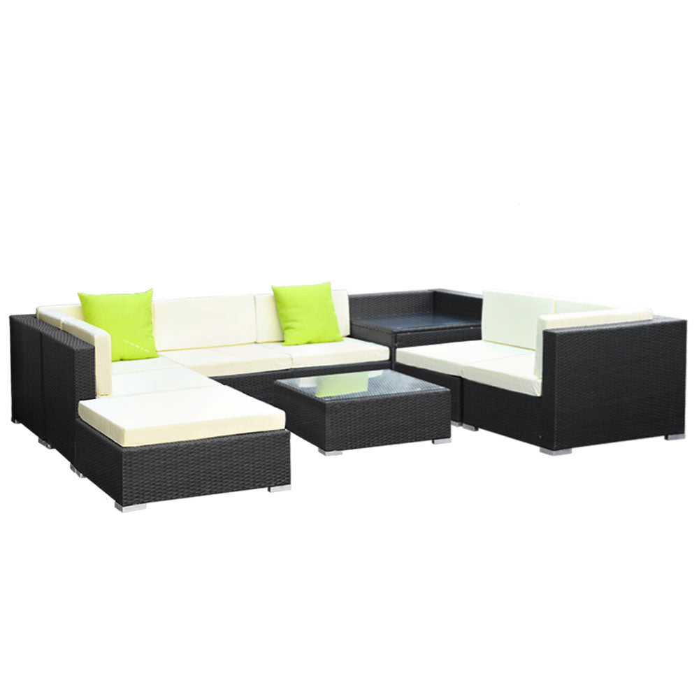 Ambra - 9-Piece Outdoor Sofa Set Wicker Couch Lounge Cover