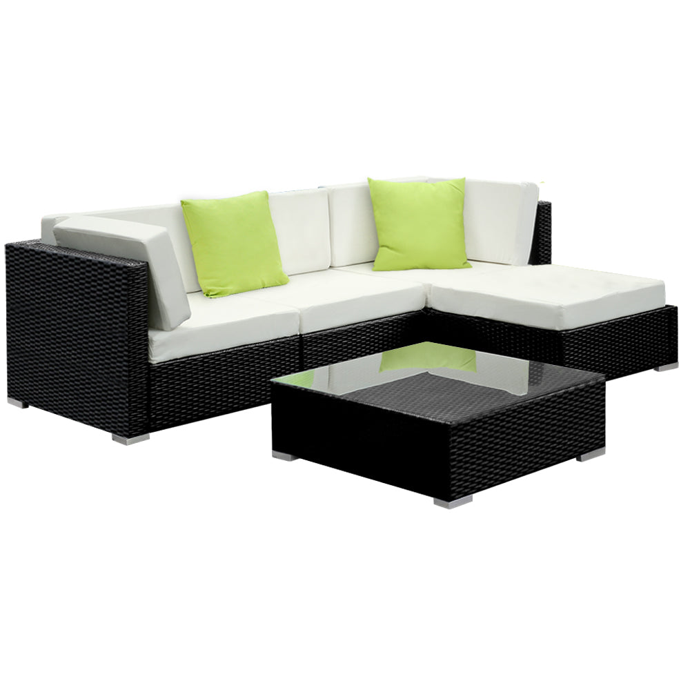 Arista - 5-Piece Outdoor Sofa Set Wicker Couch Lounge Cover