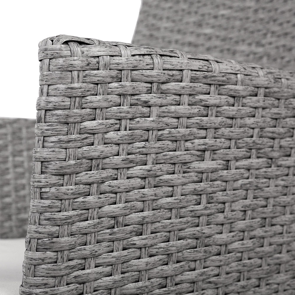 Althea - 3PC Outdoor Bistro Set Patio Wicker Chairs Table Cushion Grey