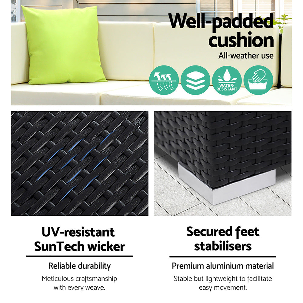 Ambra - 9-Piece Outdoor Sofa Set Wicker Couch Lounge Cover