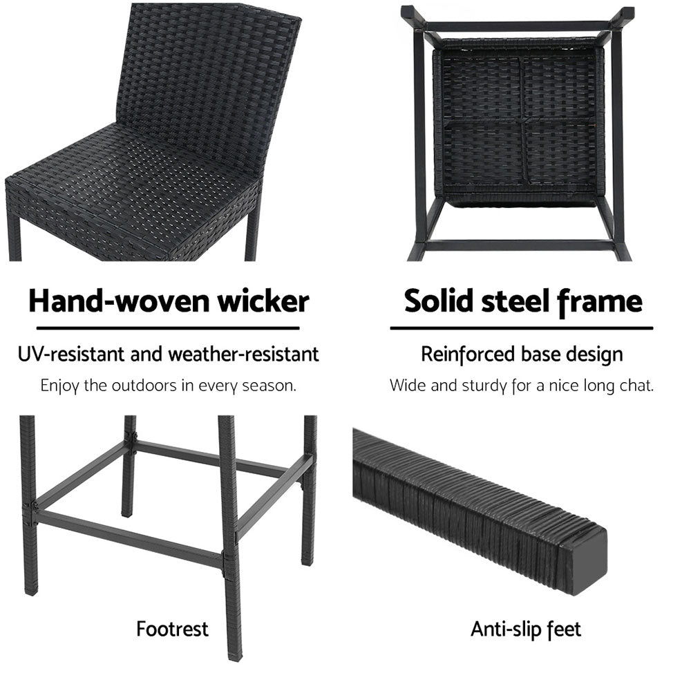 Aria - 2-Piece Outdoor Bar Stools Dining Chair Rattan Furniture