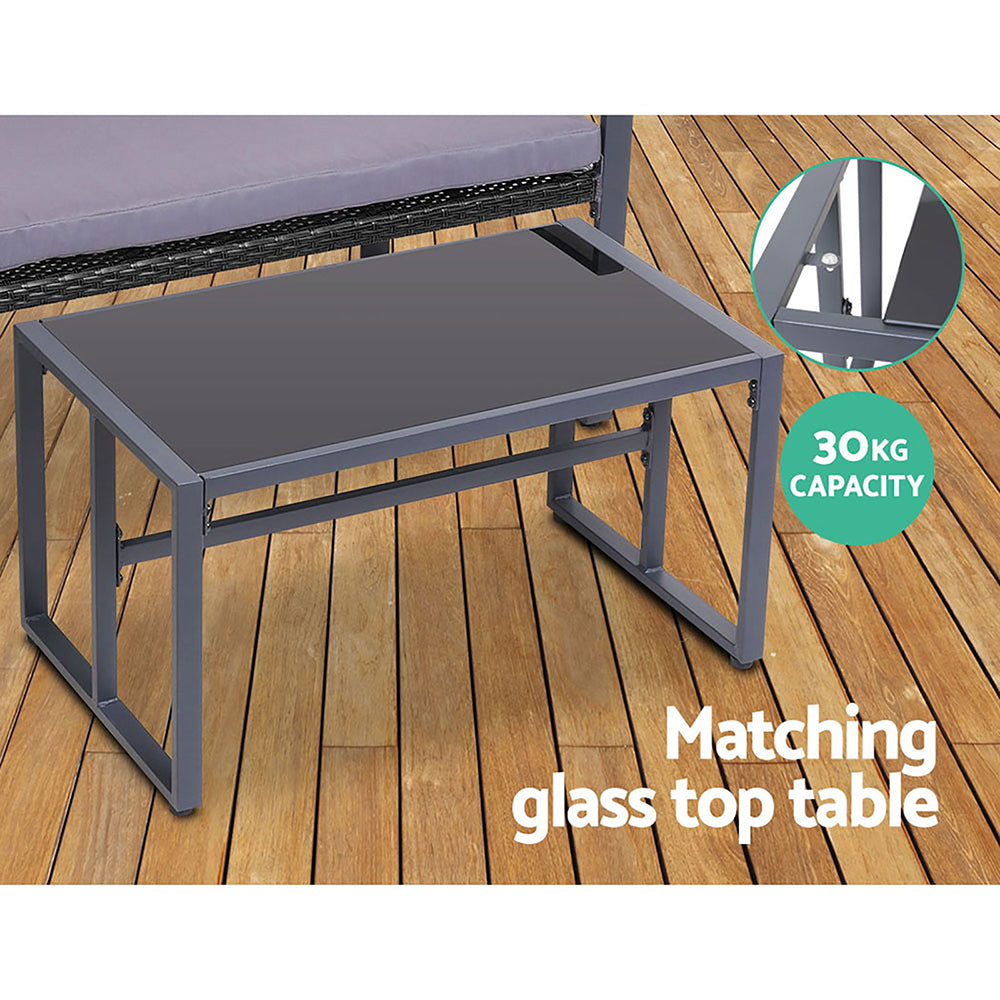 Astrid - 4 PCS Outdoor Sofa Set Glass Table Black