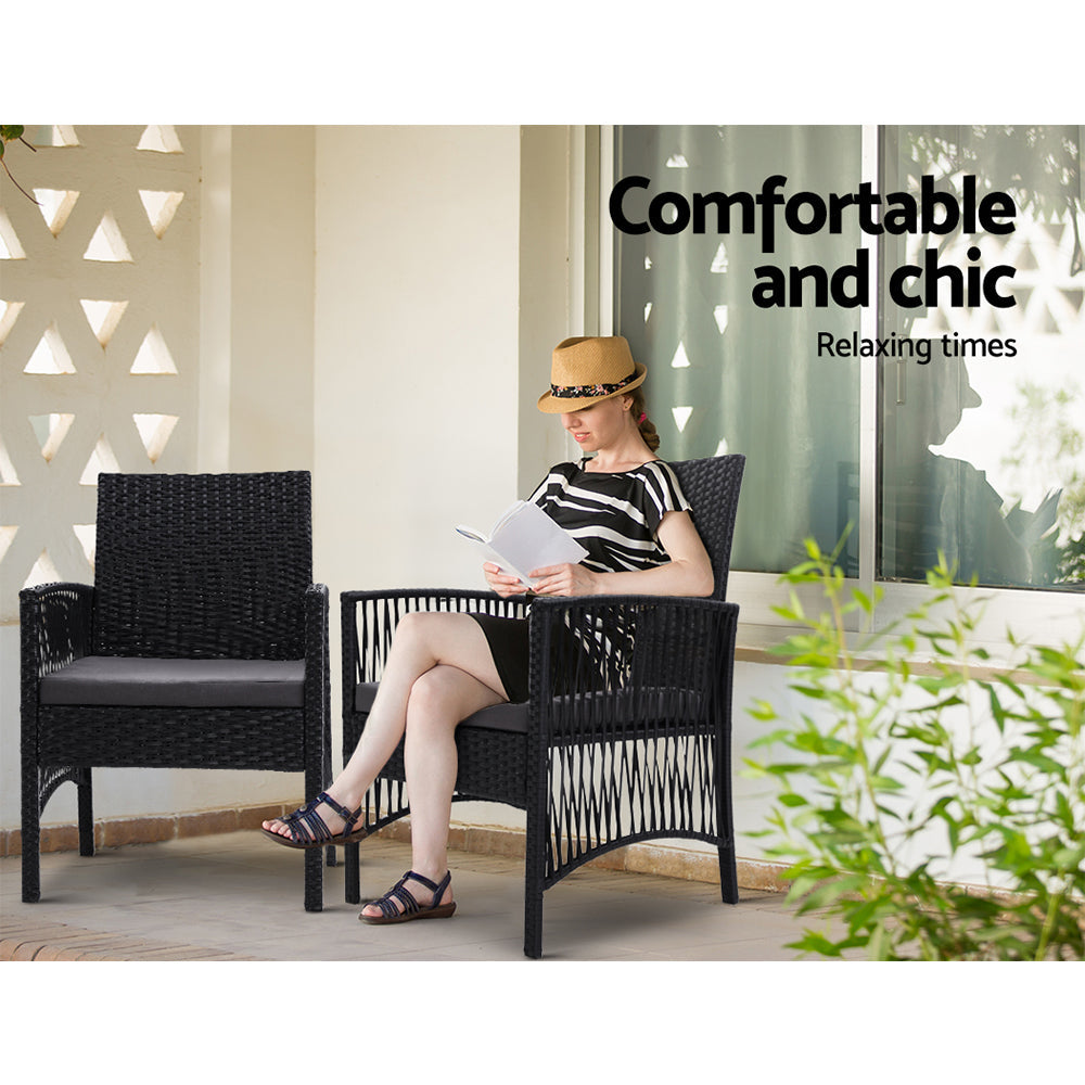 Anelise - 2PC Outdoor Dining Chairs Patio Wicker Lounge Garden