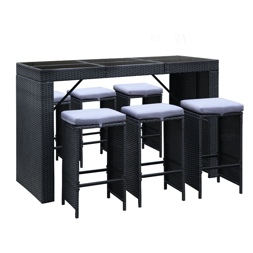 Belle - 7 Piece Outdoor Bar Set Wicker Patio