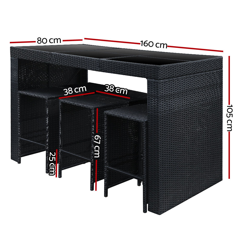 Belle - 7 Piece Outdoor Bar Set Wicker Patio