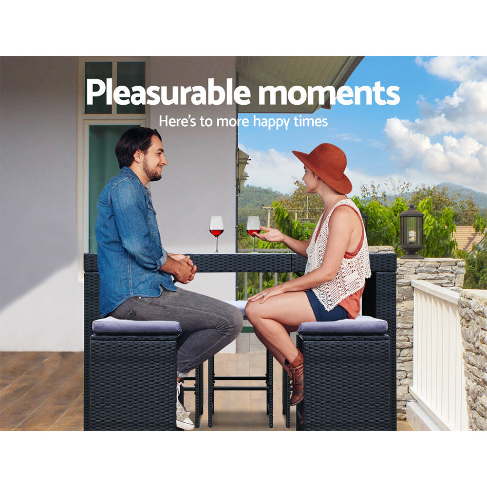 Belle - 7 Piece Outdoor Bar Set Wicker Patio