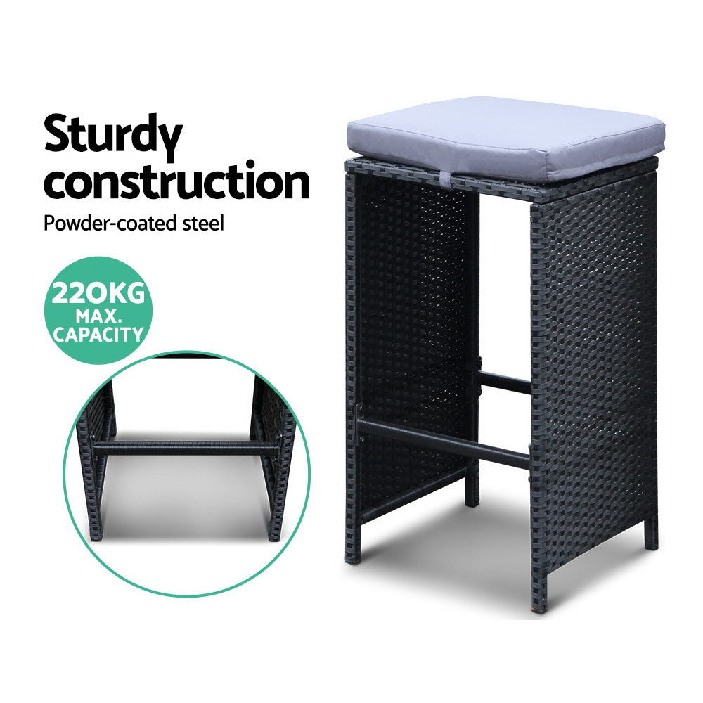 Belle - 7 Piece Outdoor Bar Set Wicker Patio