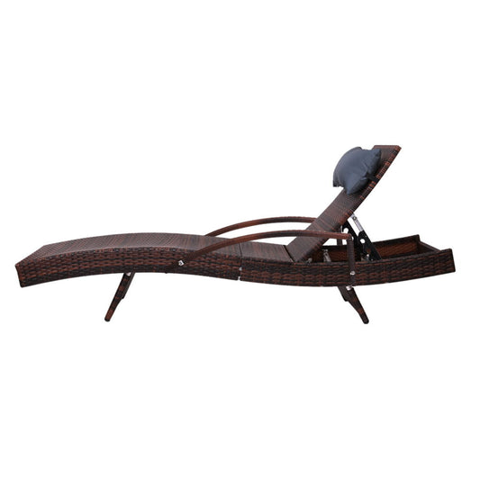 Beatrix - Sun Lounge Wicker Lounger Beach Armrest Brown