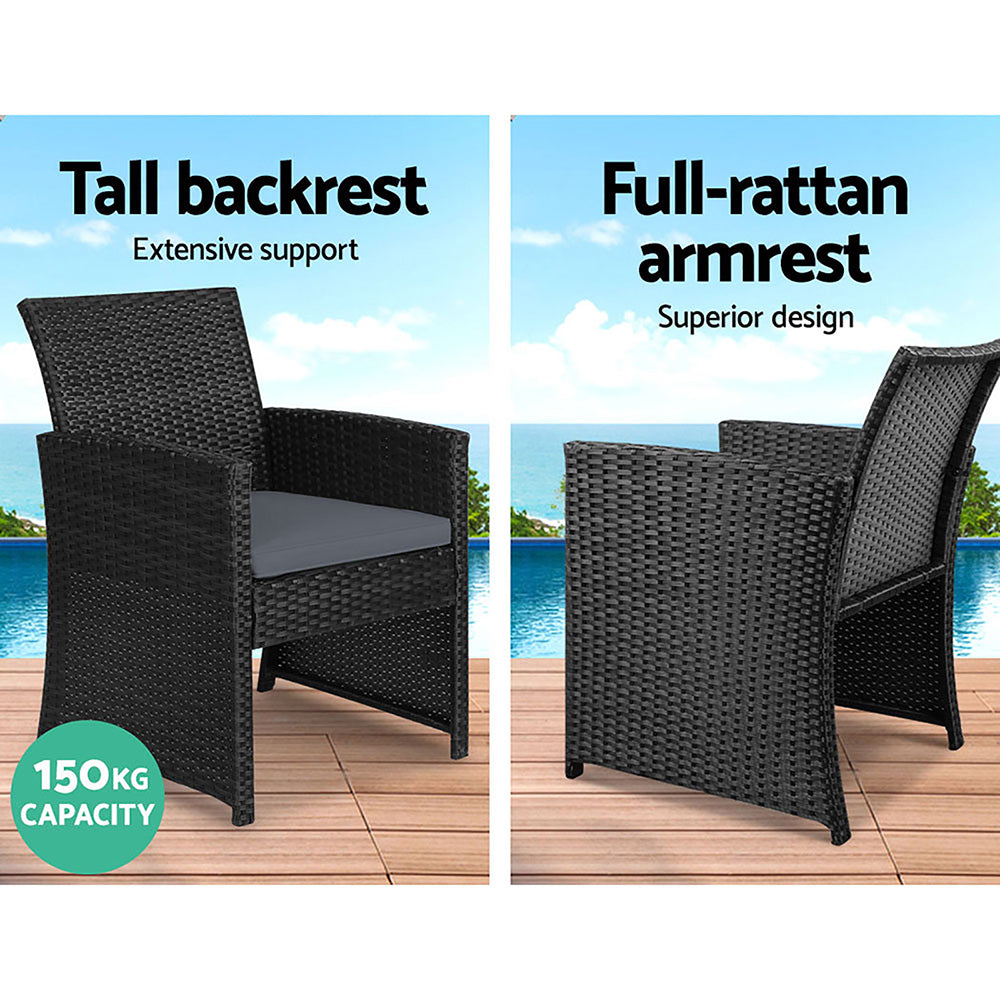 Bethan - 4 PCS Outdoor Sofa Set Rattan Chair Garden Black