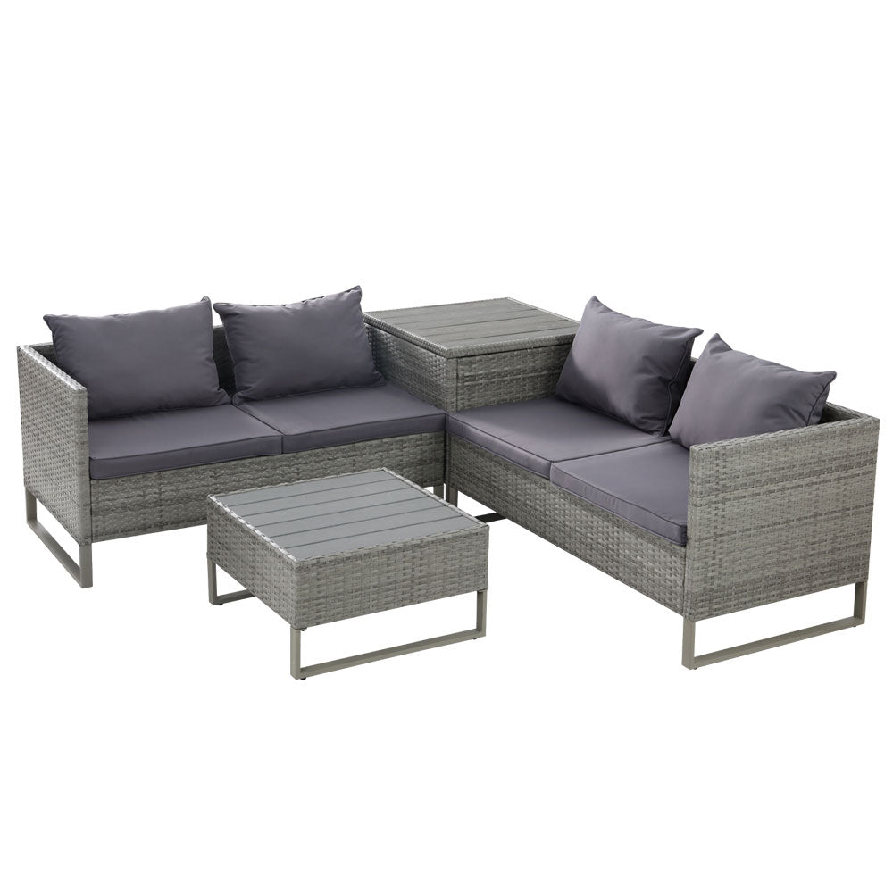 Drift - 4-Seater Outdoor Sofa Furniture Wicker Lounge Grey