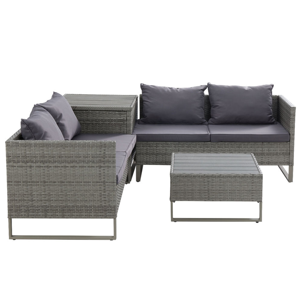 Drift - 4-Seater Outdoor Sofa Furniture Wicker Lounge Grey