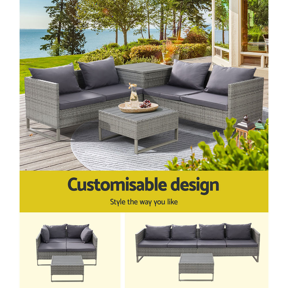 Drift - 4-Seater Outdoor Sofa Furniture Wicker Lounge Grey