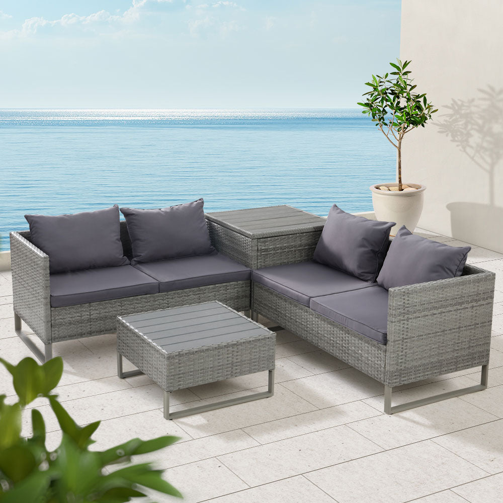 Drift - 4-Seater Outdoor Sofa Furniture Wicker Lounge Grey