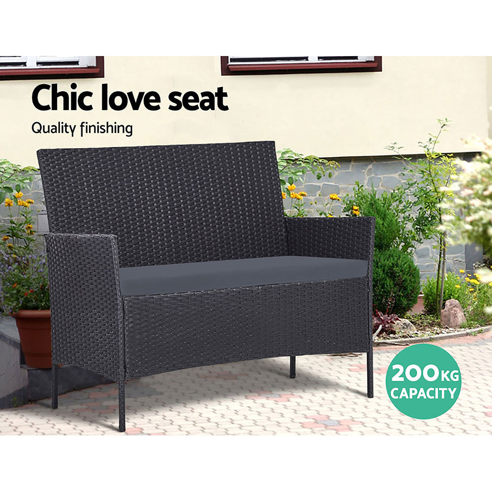 Radiant - 4 Seater Outdoor Sofa Set Storage Cover Wicker Grey
