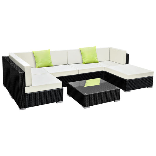 Lilith - 7-Piece Outdoor Sofa Set Wicker Couch Lounge 6 Seater