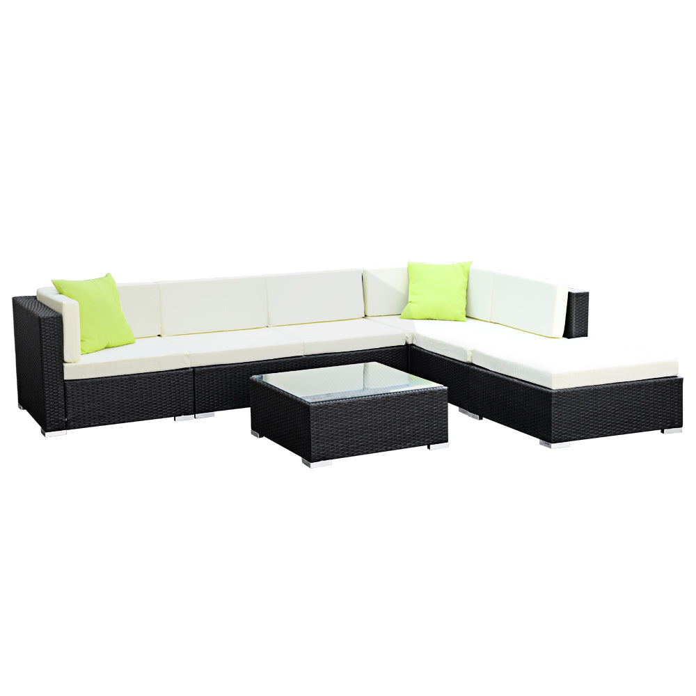Lilith - 7-Piece Outdoor Sofa Set Wicker Couch Lounge 6 Seater