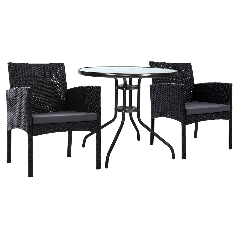 Riser - 3PC Bistro Set Outdoor Furniture Rattan Chairs Ezra