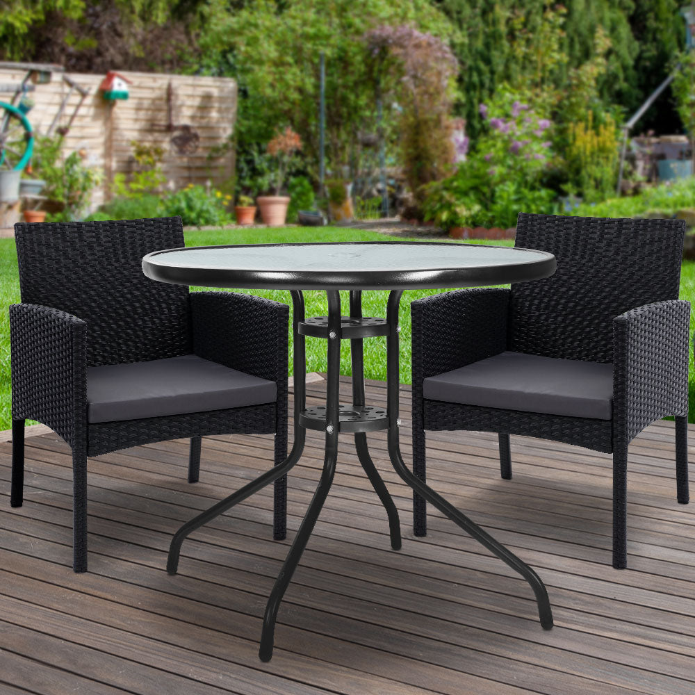 Riser - 3PC Bistro Set Outdoor Furniture Rattan Chairs Ezra