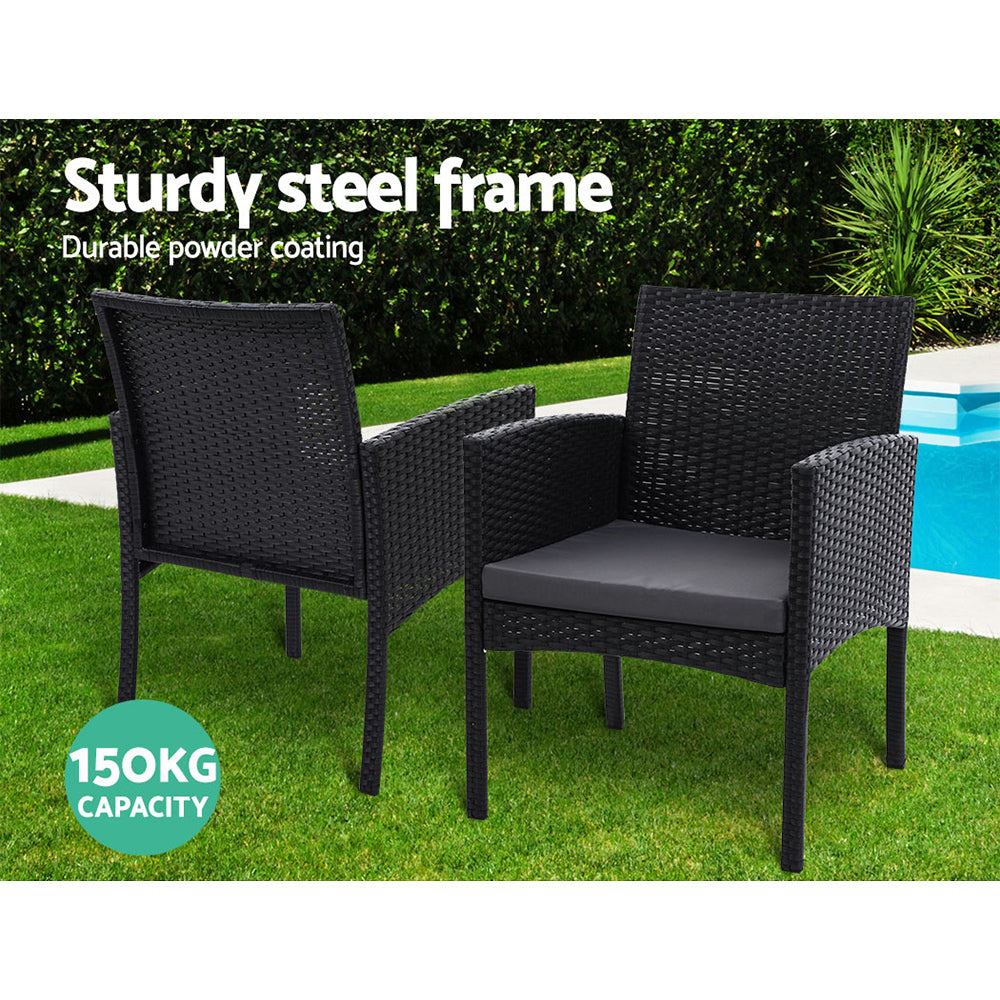 Riser - 3PC Bistro Set Outdoor Furniture Rattan Chairs Ezra