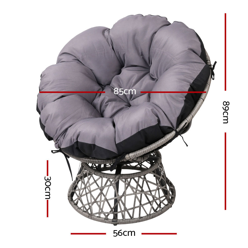 Heloise - Outdoor Chairs Outdoor Furniture - Wicker Papasan Chair Grey