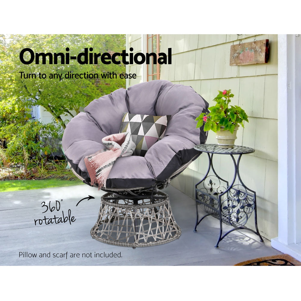 Heloise - Outdoor Chairs Outdoor Furniture - Wicker Papasan Chair Grey