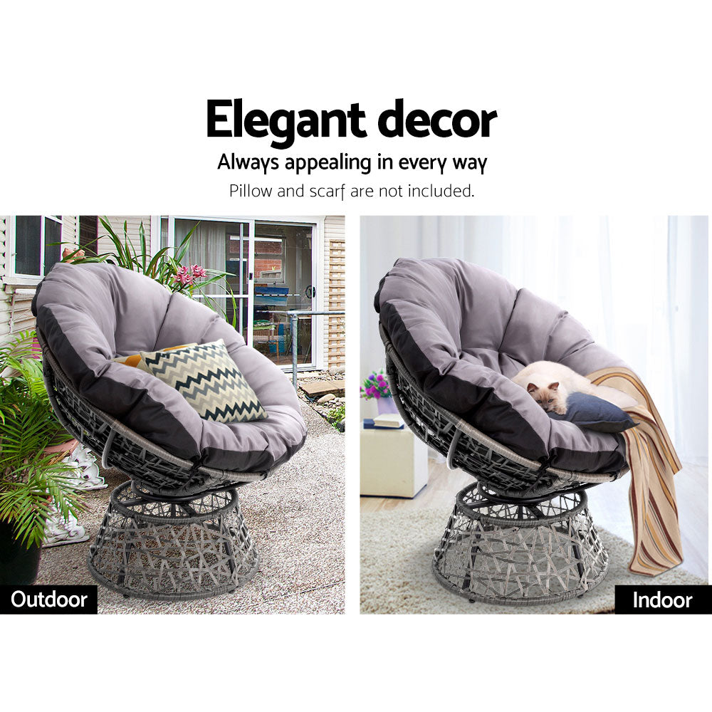 Heloise - Outdoor Chairs Outdoor Furniture - Wicker Papasan Chair Grey