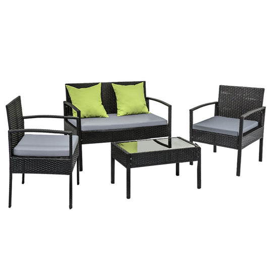 Jovita - Outdoor Sofa Set Wicker Lounge Table Chairs Patio Furniture