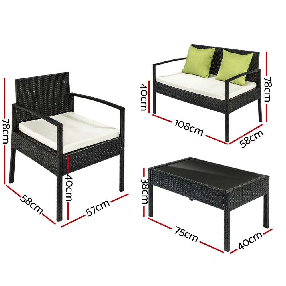 Jovita - Outdoor Sofa Set Wicker Lounge Table Chairs Patio Furniture