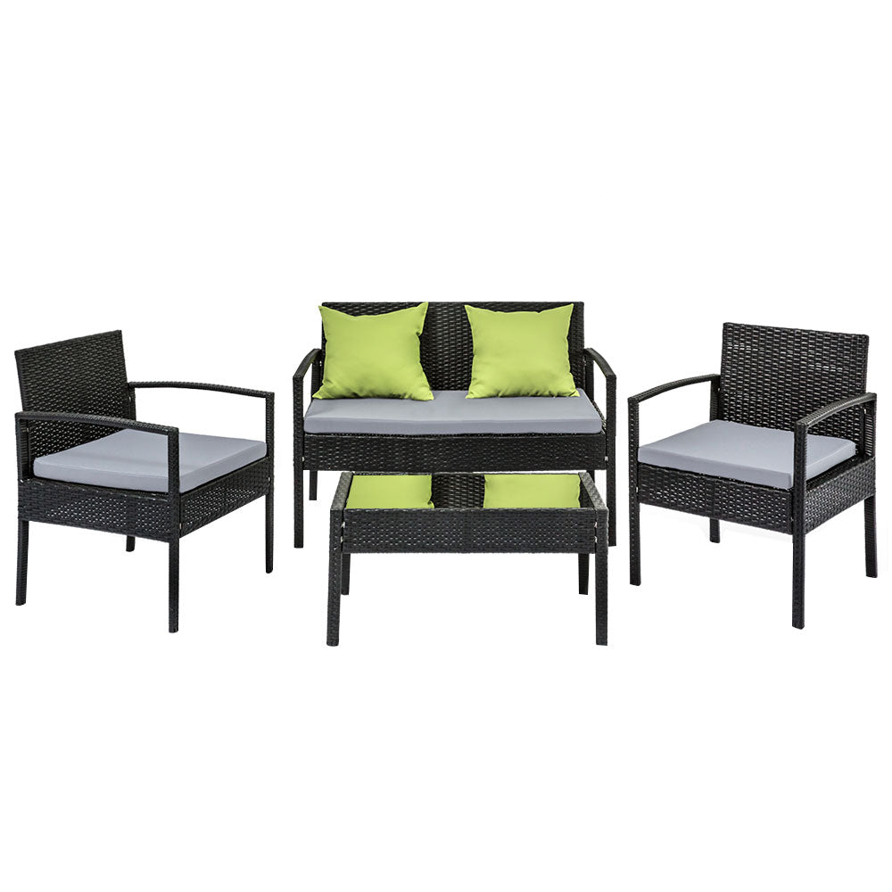 Jovita - Outdoor Sofa Set Wicker Lounge Table Chairs Patio Furniture