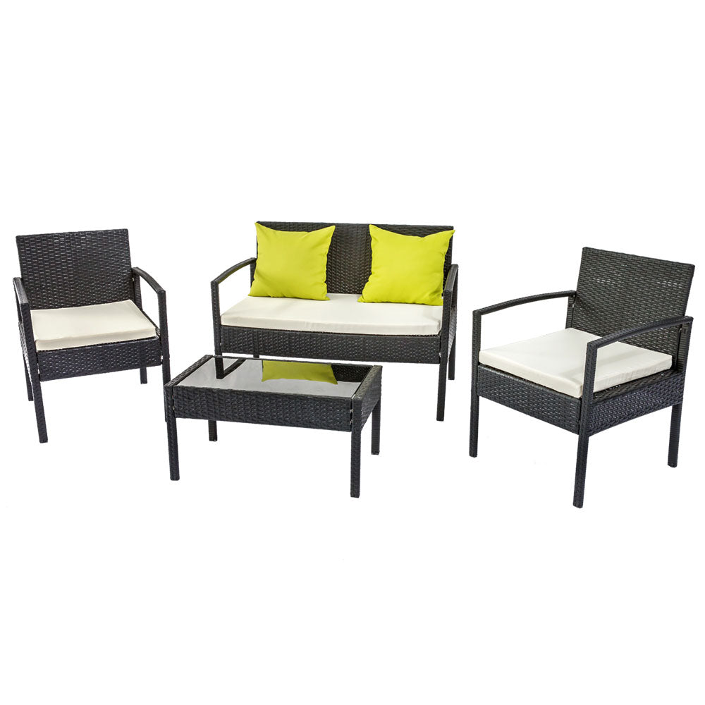 Jovita - Outdoor Sofa Set Wicker Lounge Table Chairs Patio Furniture