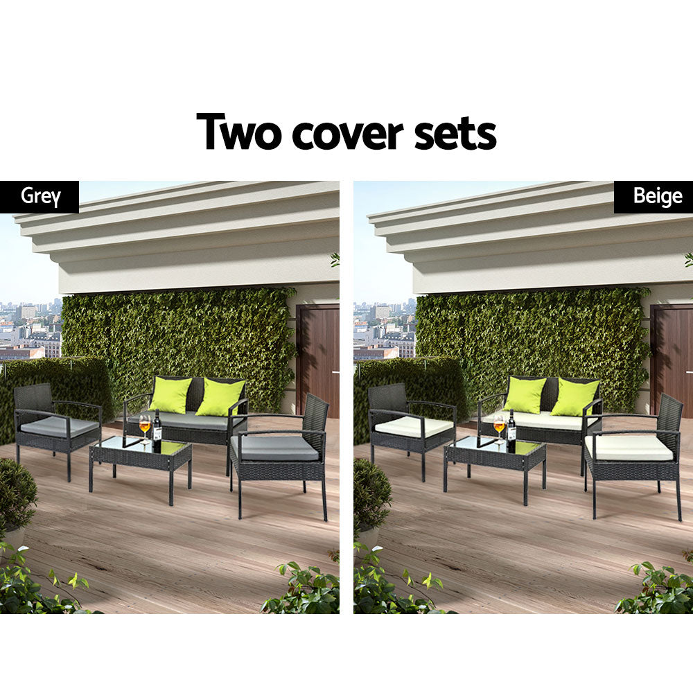 Jovita - Outdoor Sofa Set Wicker Lounge Table Chairs Patio Furniture