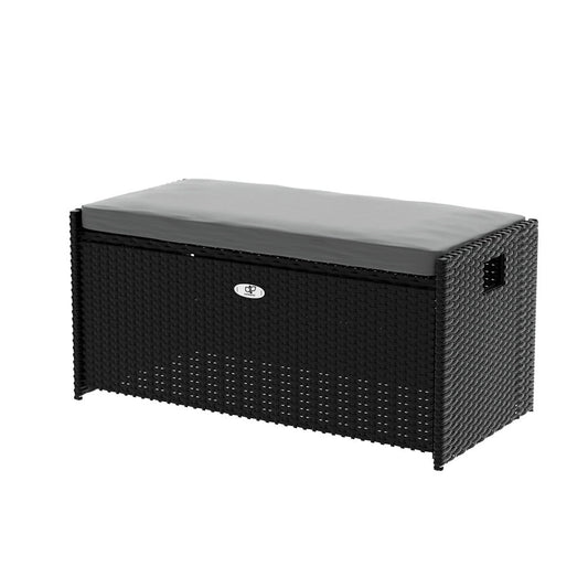 Margot - Outdoor Storage Bench Box Wicker Tools Black