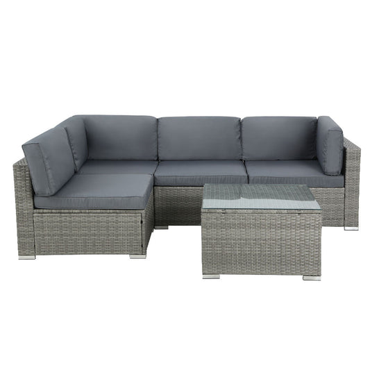 Quest - 5-Piece Outdoor Sofa Set Wicker Couch Lounge 4 Seater