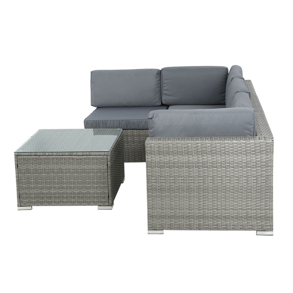 Quest - 5-Piece Outdoor Sofa Set Wicker Couch Lounge 4 Seater