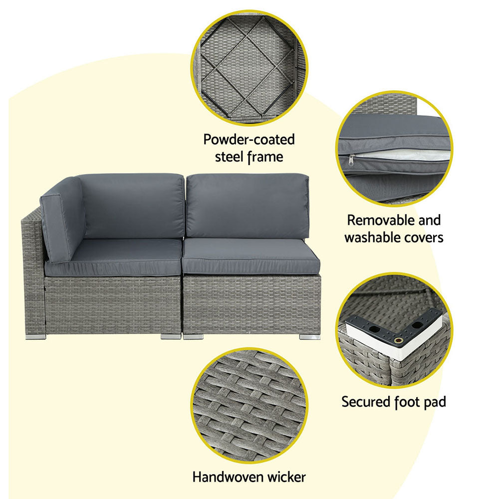 Quest - 5-Piece Outdoor Sofa Set Wicker Couch Lounge 4 Seater
