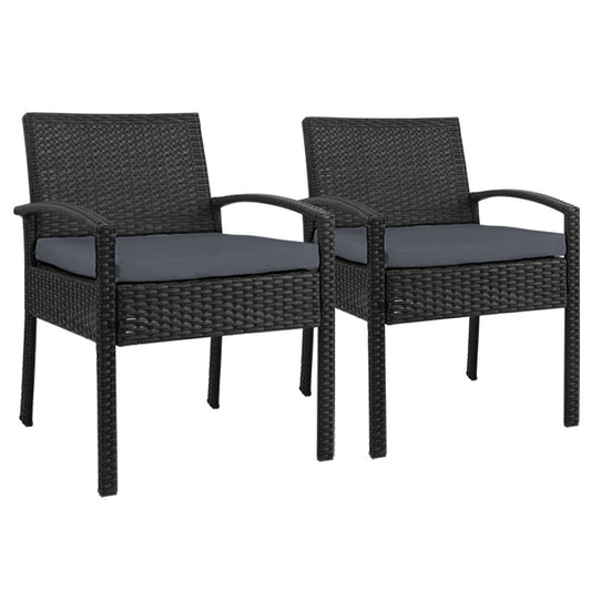 Blossom - 2PC Outdoor Dining Chairs Patio Rattan Lounge Cushion Felix