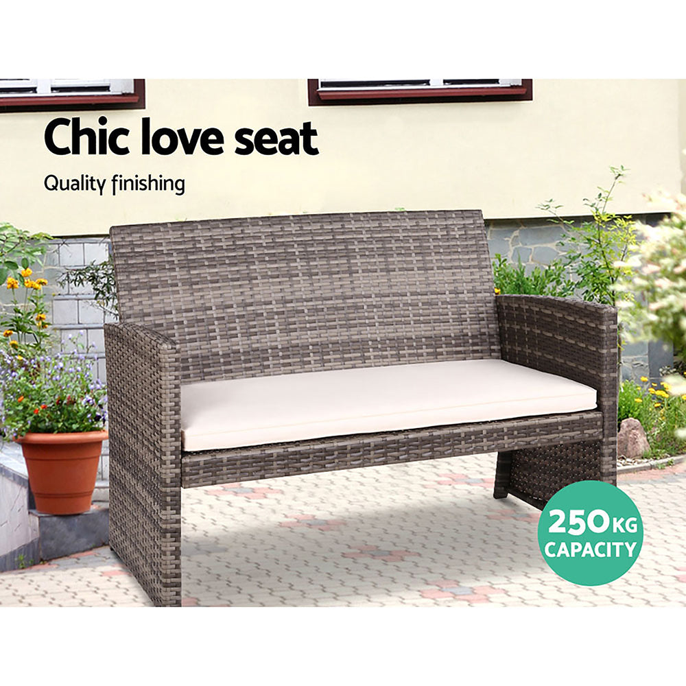 Eliska - 4 PCS Outdoor Sofa Set Rattan Chair Garden Grey