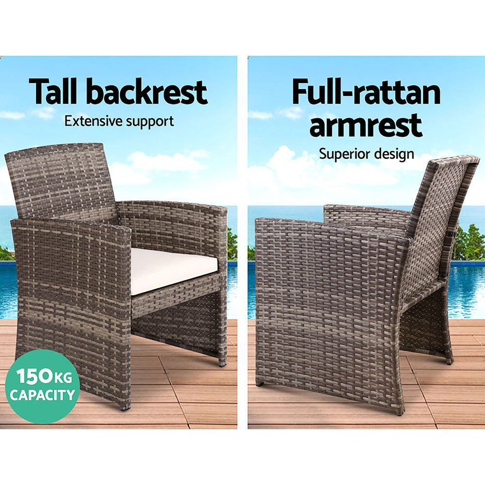 Eliska - 4 PCS Outdoor Sofa Set Rattan Chair Garden Grey
