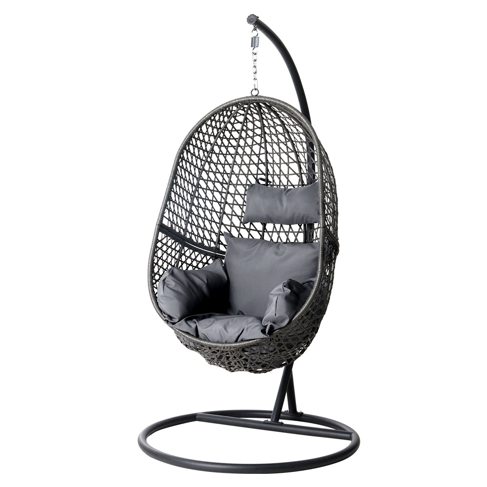 Jade - Outdoor Egg Swing Chair Wicker Rattan Pod Stand Black