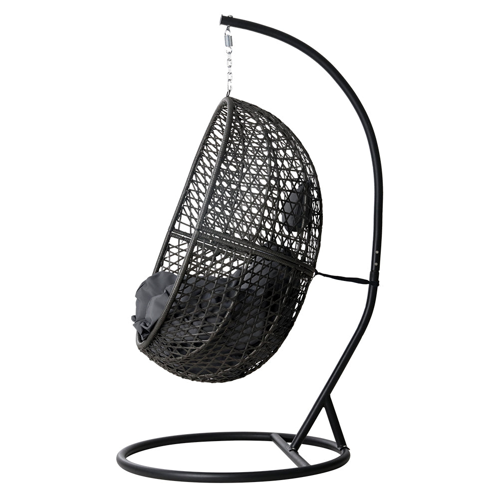 Jade - Outdoor Egg Swing Chair Wicker Rattan Pod Stand Black
