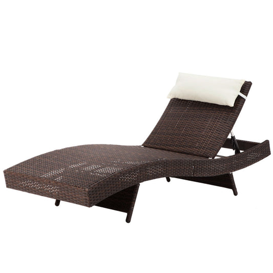 Isla - Sun Lounge Wicker Lounger Beach Chair Garden Adjustable Brown