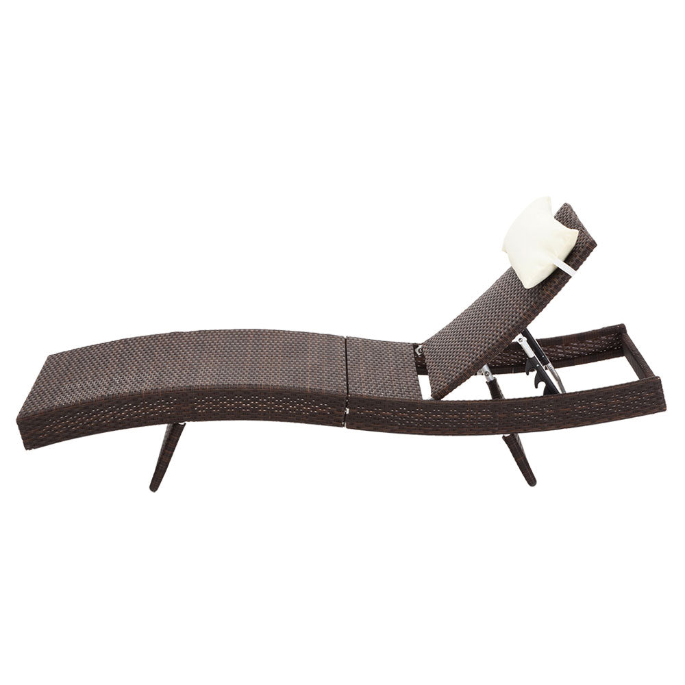 Isla - Sun Lounge Wicker Lounger Beach Chair Garden Adjustable Brown