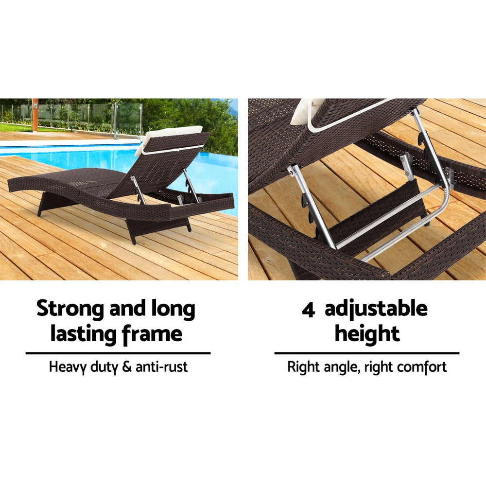 Isla - Sun Lounge Wicker Lounger Beach Chair Garden Adjustable Brown