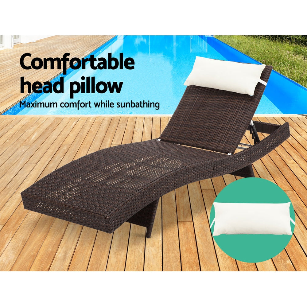 Isla - Sun Lounge Wicker Lounger Beach Chair Garden Adjustable Brown