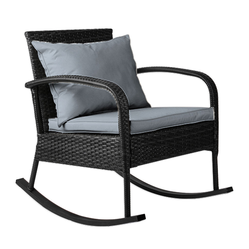 Posh - Outdoor Rocking Chair Wicker Patio Lounge Black