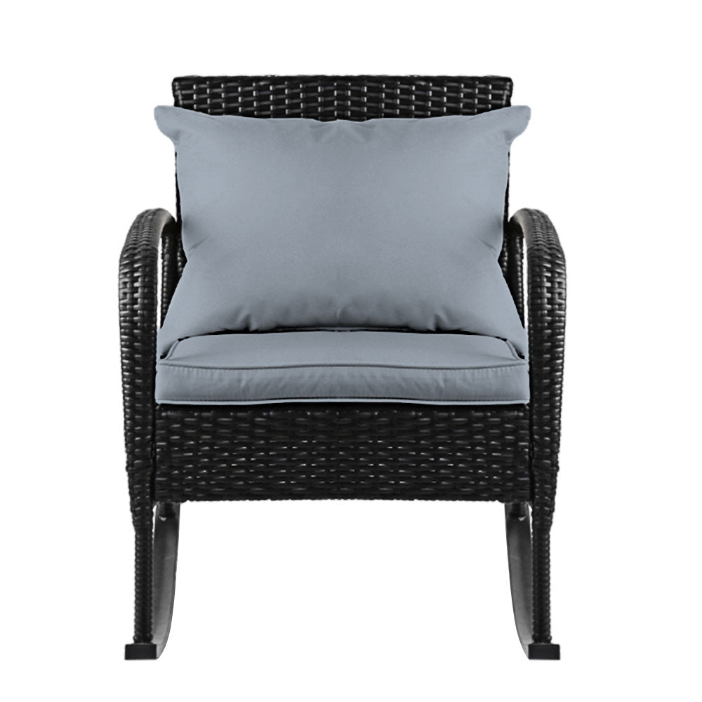 Posh - Outdoor Rocking Chair Wicker Patio Lounge Black