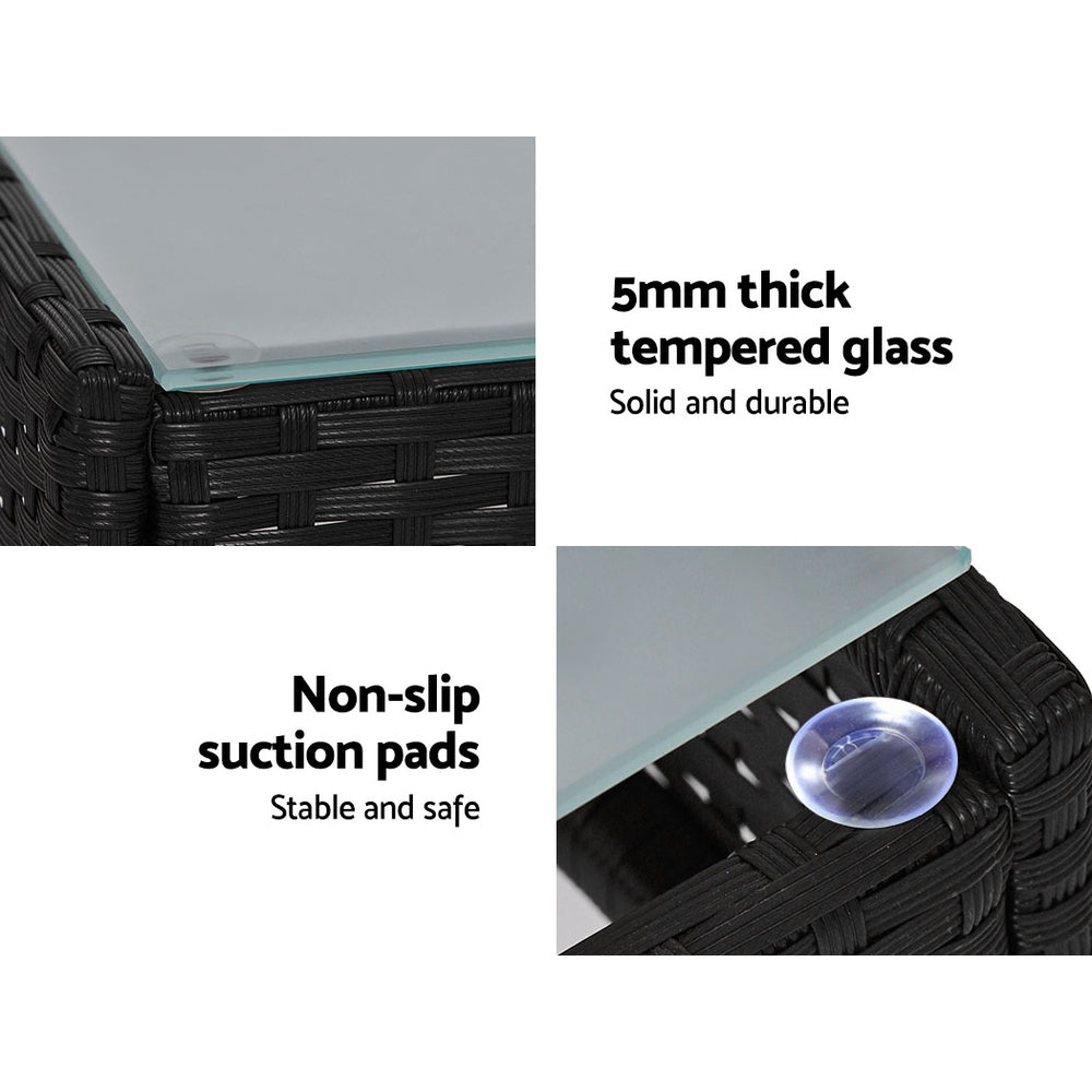 Mist - 4 Seater Outdoor Sofa Set Storage Cover Wicker Black