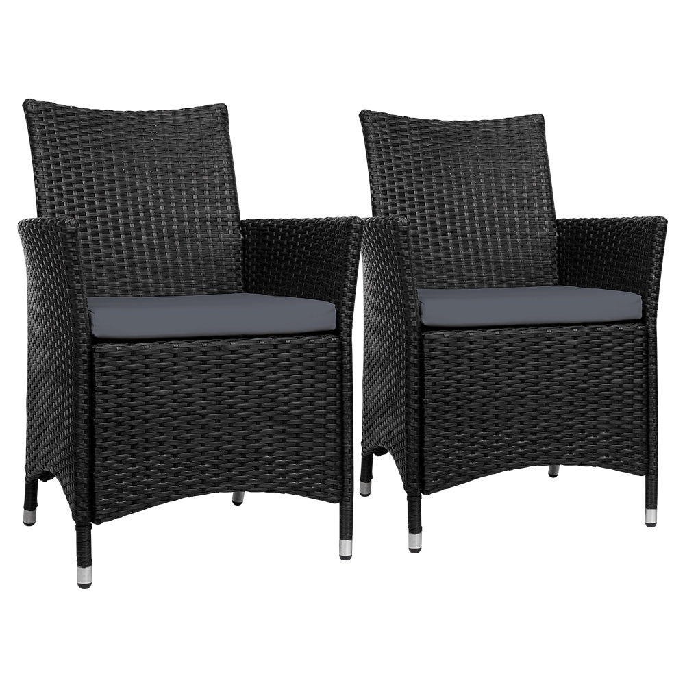 Elodia - 2PC Outdoor Dining Chairs Patio Wicker Cushion Idris